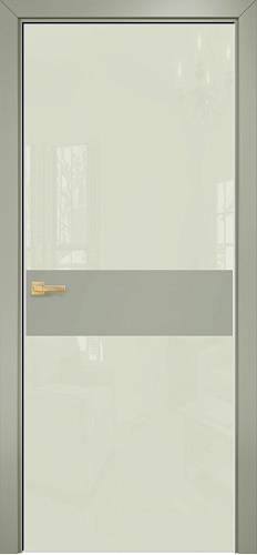 Дверь Оникс Соло 2 эмаль RAL 7038, глухая, Lacobel RAL 1013