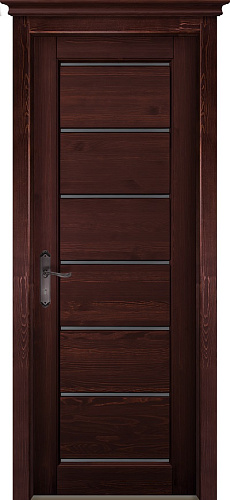 Дверь ОКА браш массив сосны Премьер плюс (ПЧО) махагон, стекло матовое белое