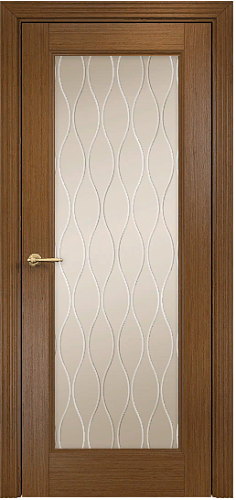 Дверь Оникс Италия 1 орех, сатинат бронза гравировка Волна