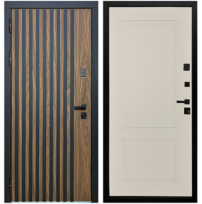 Входная дверь Матадор MXL-1 орех американский мокко/панель Лайн-2, софт шампань