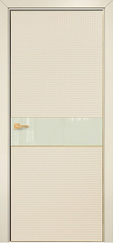 Дверь Оникс Вирджиния эмаль слоновая кость, глухая, стекло Lacobel RAL 1013