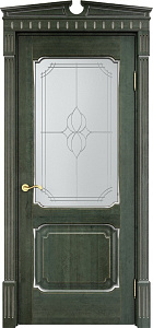 Недавно просмотренные - Дверь ПМЦ массив ольхи ОЛ7.2 зеленый с патиной серебро микрано, стекло 7-1