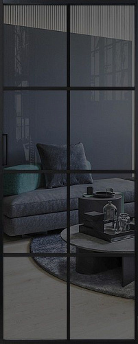 Перегородка Alum №8 черный, стекло прозрачное графит