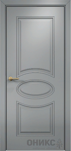 Дверь Оникс Эллипс фрезерованная эмаль RAL 7040, глухая