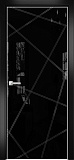 Дверь Оникс Арт, лакобель черный RAL 9005, контурный витраж №5