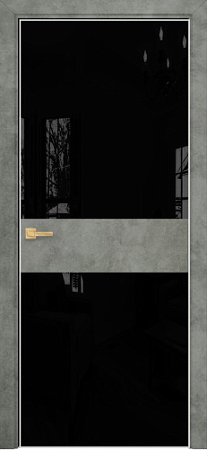 Дверь Оникс Соло 2 бетон светлый, глухая, Lacobel RAL 9005