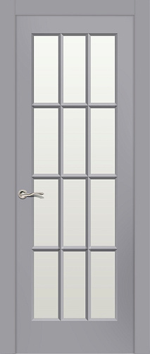 Дверь Ситидорс Олимп-2 эмаль RAL 7040, стекло пескоструй