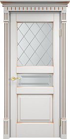 Недавно просмотренные - Дверь ПМЦ массив ольхи ОЛ5 белый грунт с патиной золото, стекло 5-2