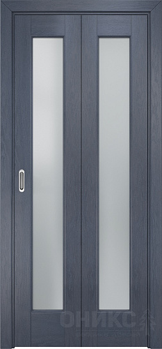 Дверь-книжка Оникс Лагуна дуб графит, стекло сатинат