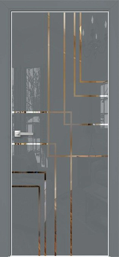 Дверь Оникс Арт, лакобель серый RAL 7040, зеркало №13