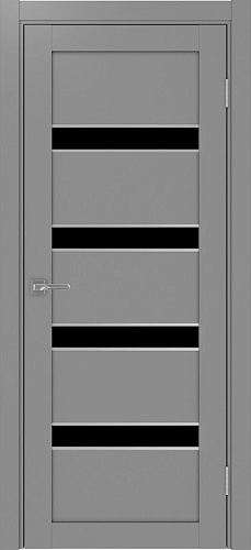 Дверь Эко 505.12 АПС серый молдинг SC, lacobel черный