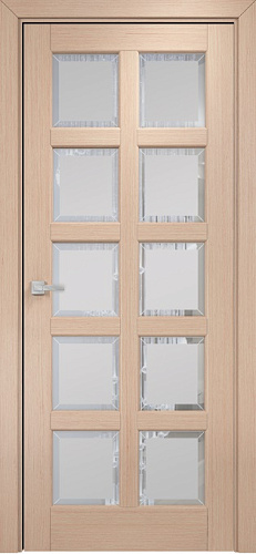 Дверь Оникс Вена 2 беленый дуб, сатинат с фацетом