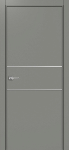 Дверь Эко 203 серый молдинг SC, кромка AL хром SC с 2-х сторон, глухая