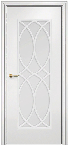 Дверь Оникс Турин фрезерованная эмаль белая, сатинато с решеткой №7