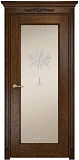 Дверь Оникс Италия 1 дуб коньячный, сатинат бронза контурный витраж №2