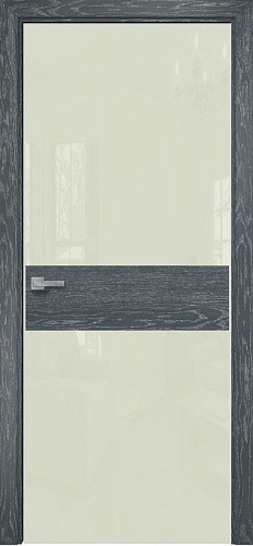 Дверь Оникс Соло 2 дуб седой, глухая, Lacobel RAL 1013