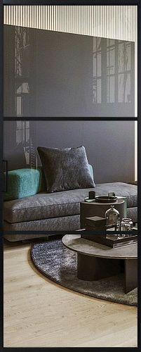 Перегородка Alum №3 черный, стекло прозрачное бронза