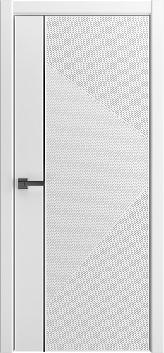 Дверь Фортуна эмаль белая, молдинг черный, глухая