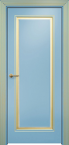 Дверь Оникс Турин фрезерованная №2 эмаль голубая патина золото, глухая