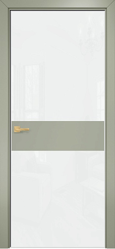 Дверь Оникс Соло 2 эмаль RAL 7038, глухая, Lacobel RAL 0333