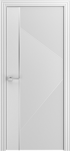 Дверь Фортуна эмаль белая, молдинг хром, глухая