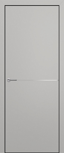 Дверь Z K10 полипропилен серый, ALU кромка черная, молдинг серебро, глухая