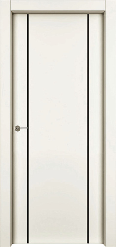 Дверь 1001-М2 эмаль RAL 9001, молдинг черный, глухая