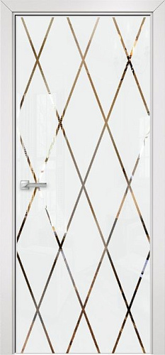 Дверь Оникс Арт, лакобель белый RAL0333 зеркало №11