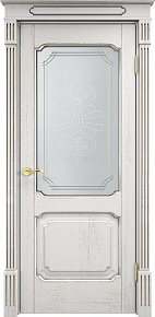Недавно просмотренные - Дверь ПМЦ массив дуба Д7 белый грунт с патиной серебро микрано, стекло 7-2