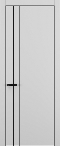 Дверь Z K15 полипропилен серый, ALU кромка черная, молдинг черный, глухая