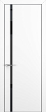 Дверь Z K1 полипропилен белый, ALU кромка хром, лакобель black classic, глухая