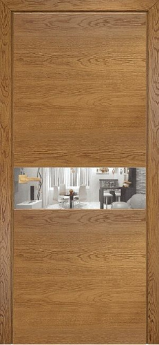 Дверь Оникс Соло дуб золотистый, глухая с вставкой зеркала