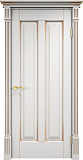 Дверь ПМЦ массив ольхи ОЛ102 белый грунт с патиной золото, глухая
