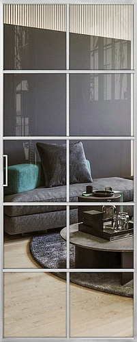 Перегородка Alum №9 хром, стекло прозрачное бронза