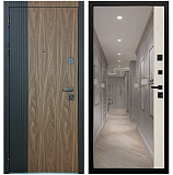 Входная дверь Матадор MXL-2 орех американский мокко/панель зеркало 1, софт шампань