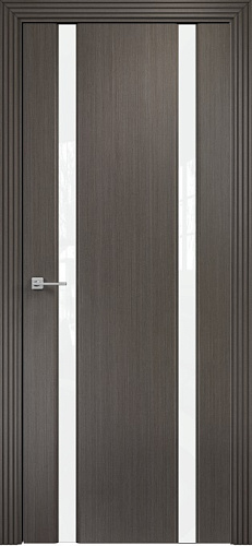 Дверь Оникс Престиж 2 серый дуб, триплекс белый