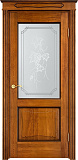Дверь ПМЦ массив дуба Д6 медовый с патиной орех, стекло 6-2