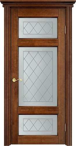 Дверь ПМЦ массив ольхи ОЛ55 коньяк с патиной, стекло 55-8