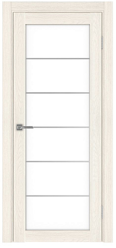 Дверь Эко 501.2 АСС ясень светлый молдинг SC, lacobel белый