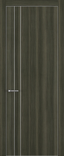 Дверь Z K15 toppan дуб темный, ALU кромка хром, молдинг серебро, глухая