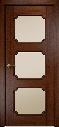 Дверь Оникс Валенсия красное дерево с черной патиной, сатинат бронза