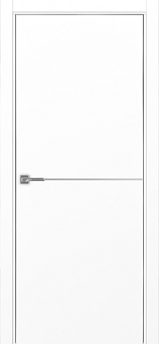 Дверь Эко 202 белый снежный молдинг SC, кромка AL хром SC с 2-х сторон, глухая