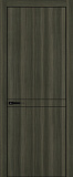 Дверь Z K13 toppan дуб темный, ALU кромка черная, молдинг черный, глухая