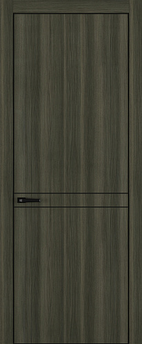 Дверь Z K13 toppan дуб темный, ALU кромка черная, молдинг черный, глухая
