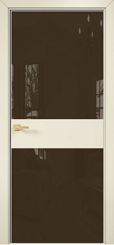 Дверь Оникс Соло 2 эмаль слоновая кость, глухая, Lacobel RAL 8028