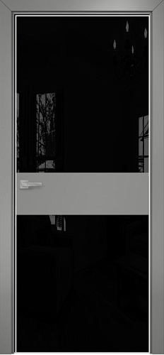 Дверь Оникс Соло 2 эмаль RAL 7036, глухая, Lacobel RAL 9005