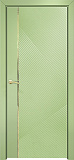 Дверь Оникс Нова эмаль фисташковая молдинг золото, глухая
