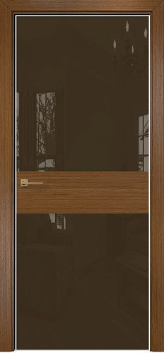 Дверь Оникс Соло 2 орех, глухая, Lacobel RAL 8028