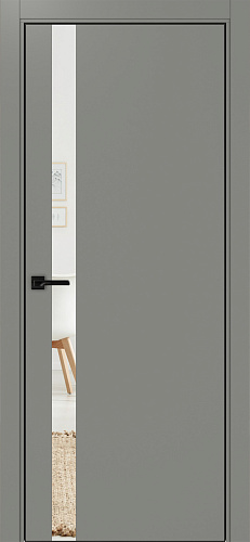 Дверь Эко 211 серый, кромка AL черная SB с 4-х сторон, зеркало