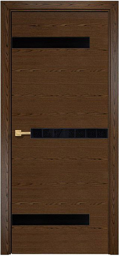 Дверь Оникс Силуэт тангентальный орех, черный лакобель